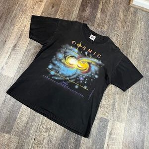 Vintage Cosmic Voyage Movie Tee Size Large Black Morgan Freeman 90s Shirt Hanes